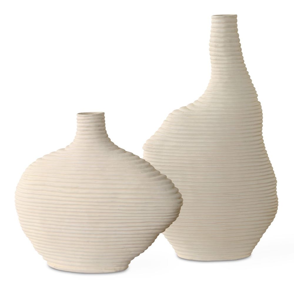 White Duostacked Vases Set of 2