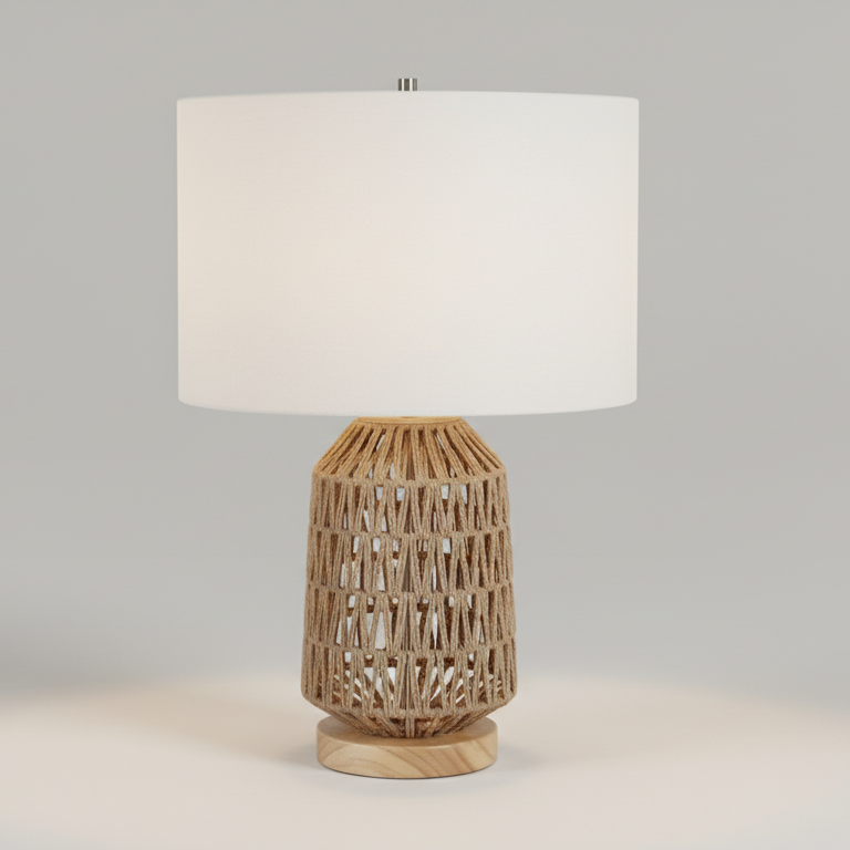 Natural Oak Wood Rope Table Lamp