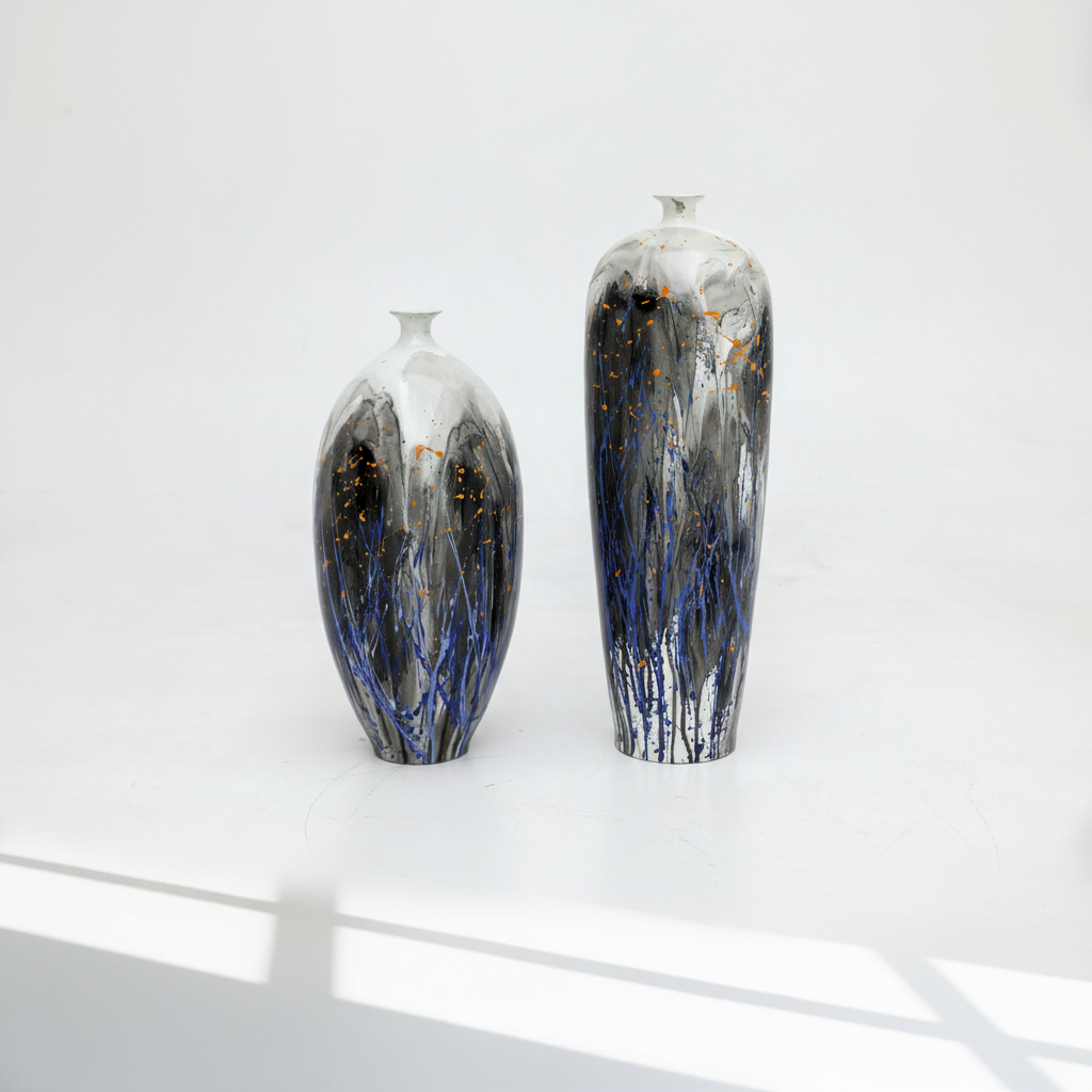 Tall Bud Hand-Painted Vase
