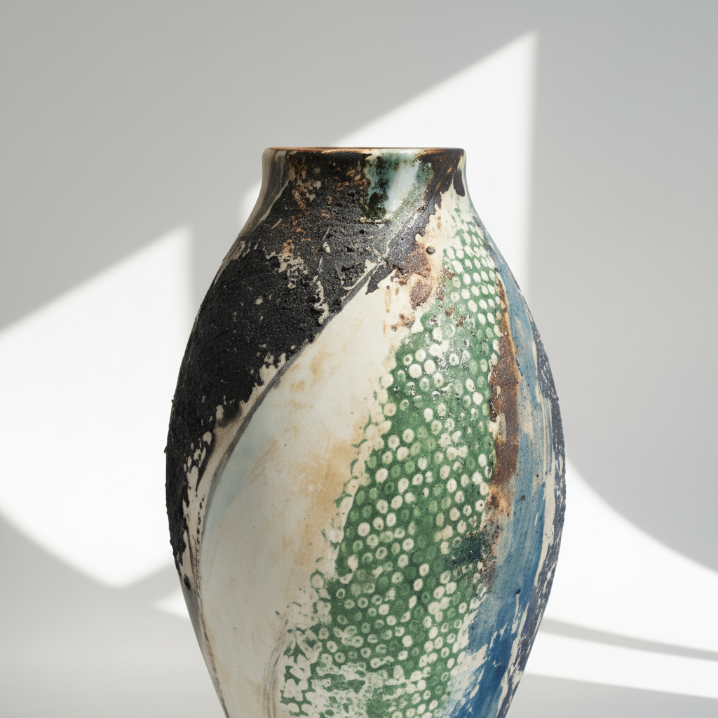 Mosaic Meadow Hand-Painted Vase