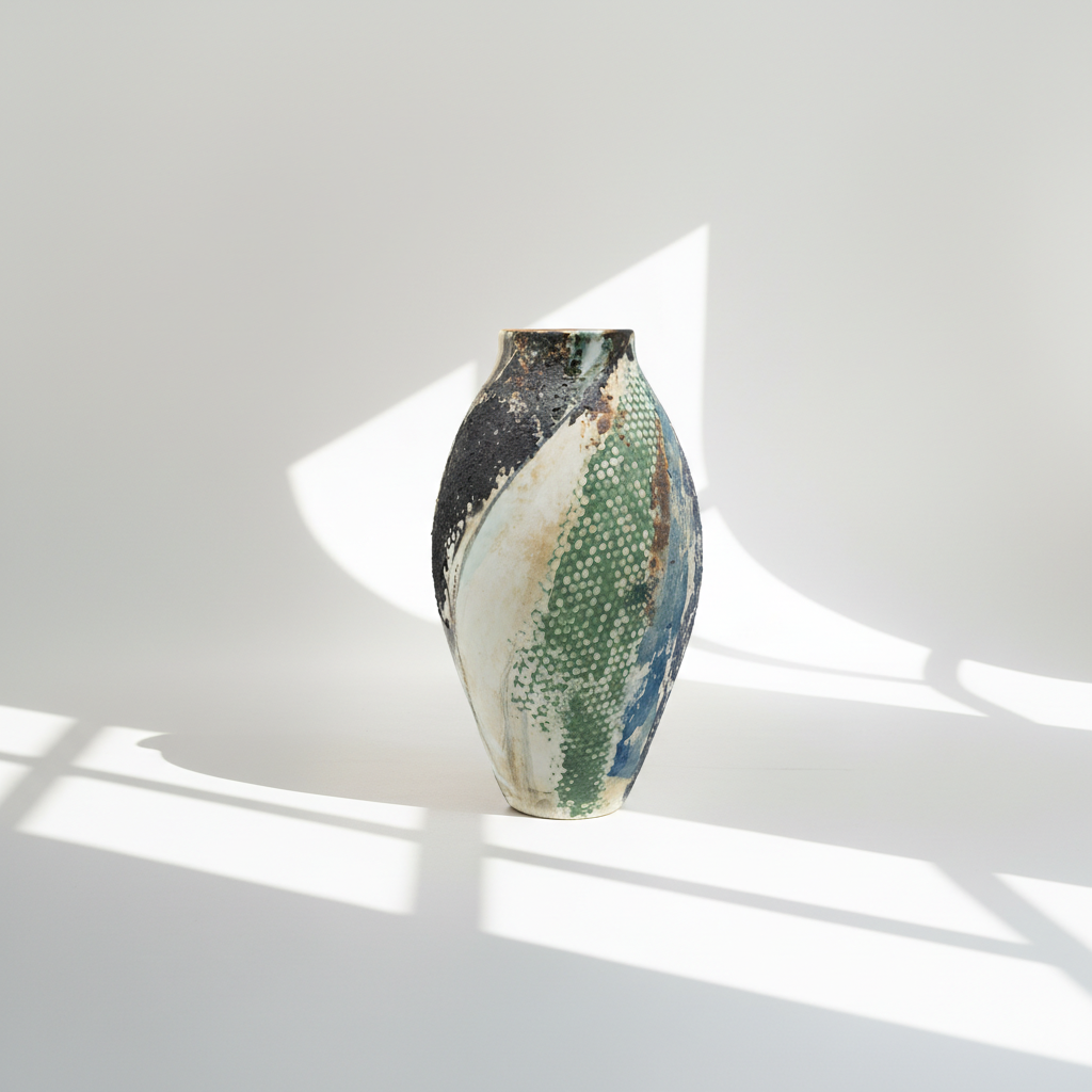 Mosaic Meadow Hand-Painted Vase