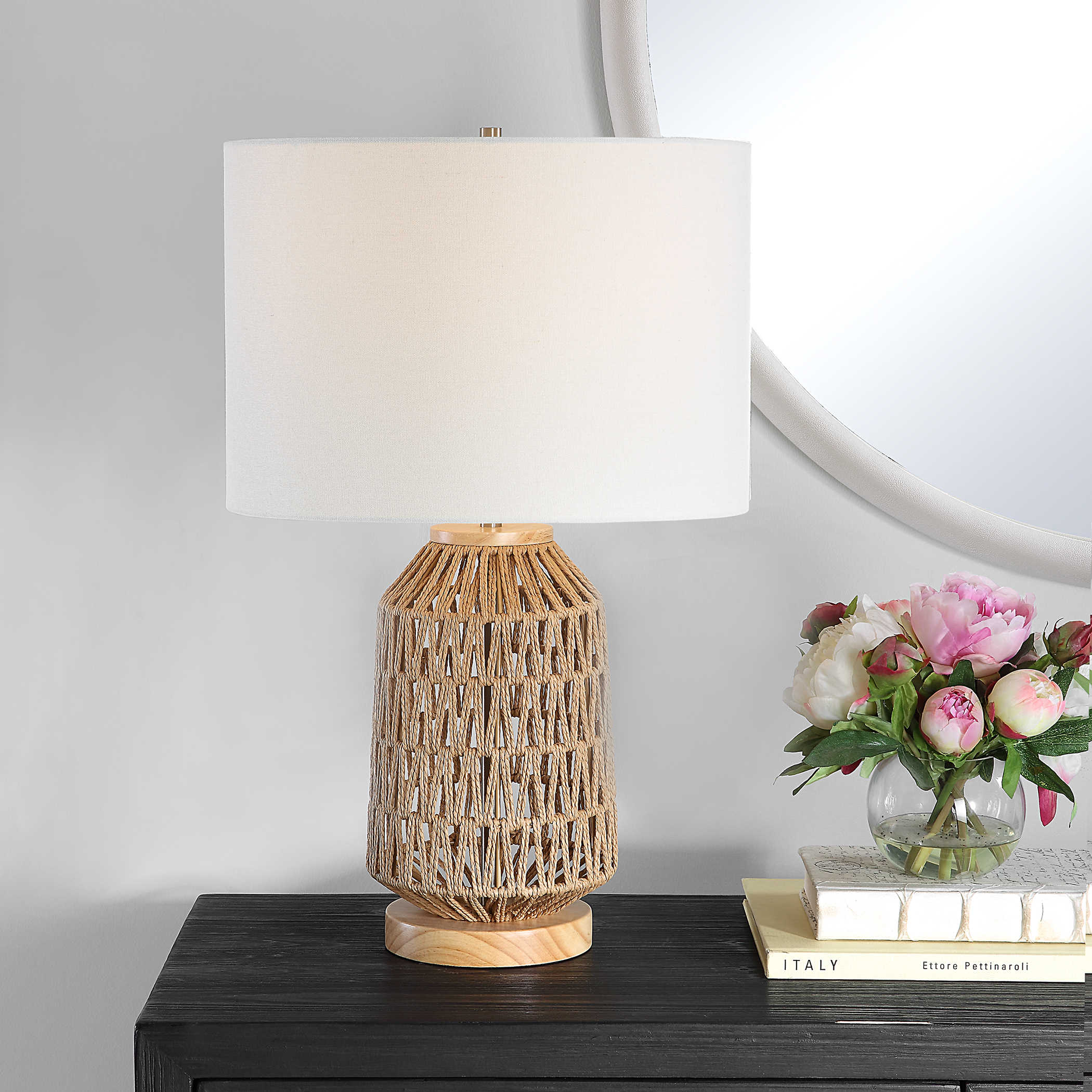 Natural Oak Wood Rope Table Lamp