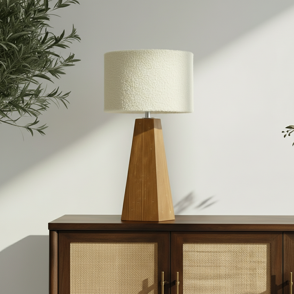 Sienna Wood & Bouclé Table Lamp