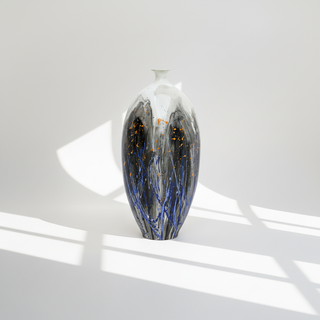 Tall Bud Hand-Painted Vase