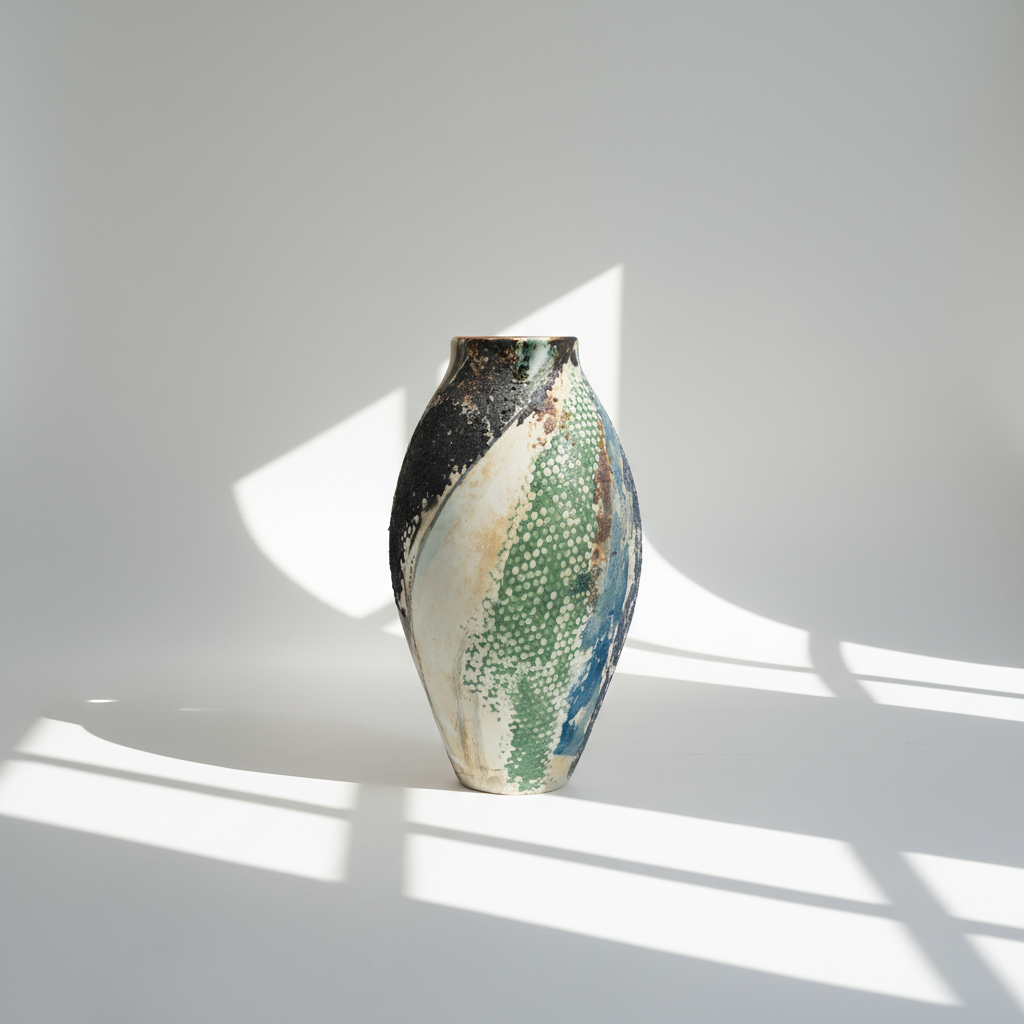 Mosaic Meadow Hand-Painted Vase