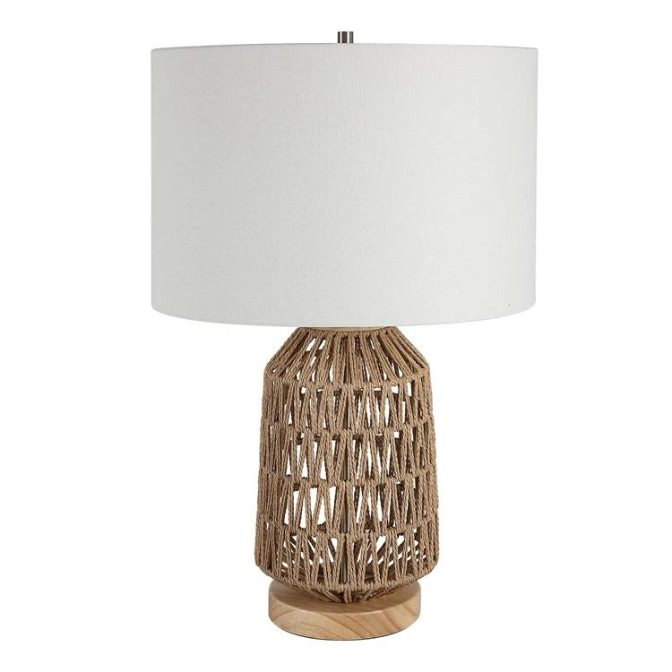 Natural Oak Wood Rope Table Lamp