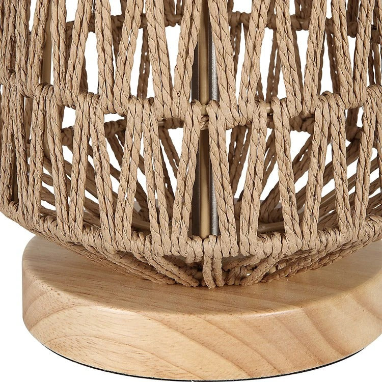 Natural Oak Wood Rope Table Lamp